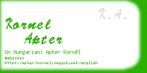 kornel apter business card
